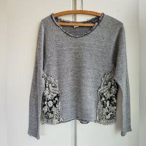 Anthropologie Staring at Stars Women's Knit Lace Top Long Sleeve Sweater XS